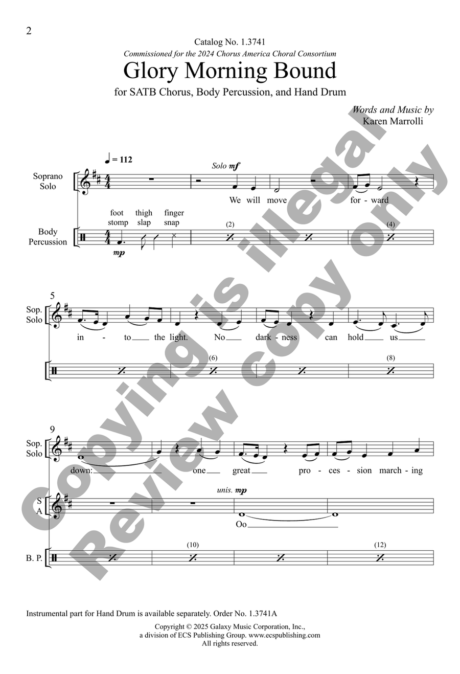 Glory Morning Bound (Choral Score) 4-Part scores gallery preview page 2