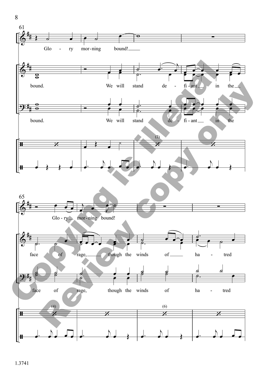 Glory Morning Bound (Choral Score) 4-Part scores gallery preview page 8