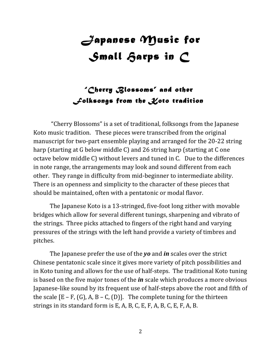 Japanese Music for Small Harps in C Celtic Harp scores gallery preview page 3