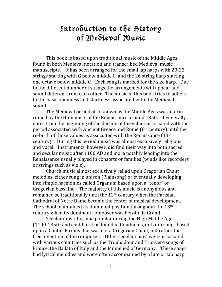 Medieval Music for Small Harps in C Celtic Harp scores gallery preview page 3
