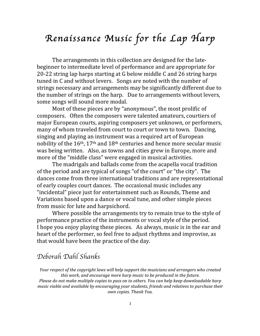 Renaissance Music for Small Harps in C Celtic Harp scores gallery preview page 3