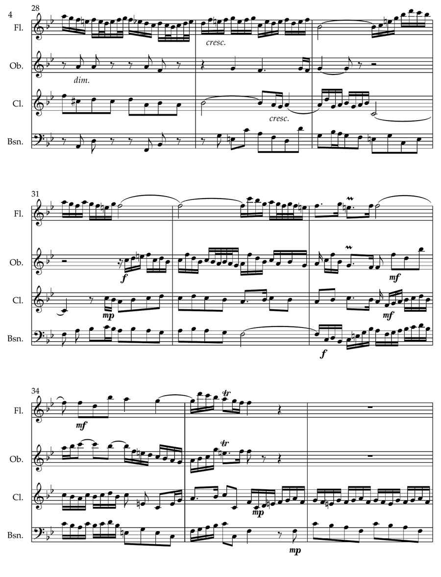 Sonata BWV 1032 for Woodwind Quartet Woodwind Quartet scores gallery preview page 4