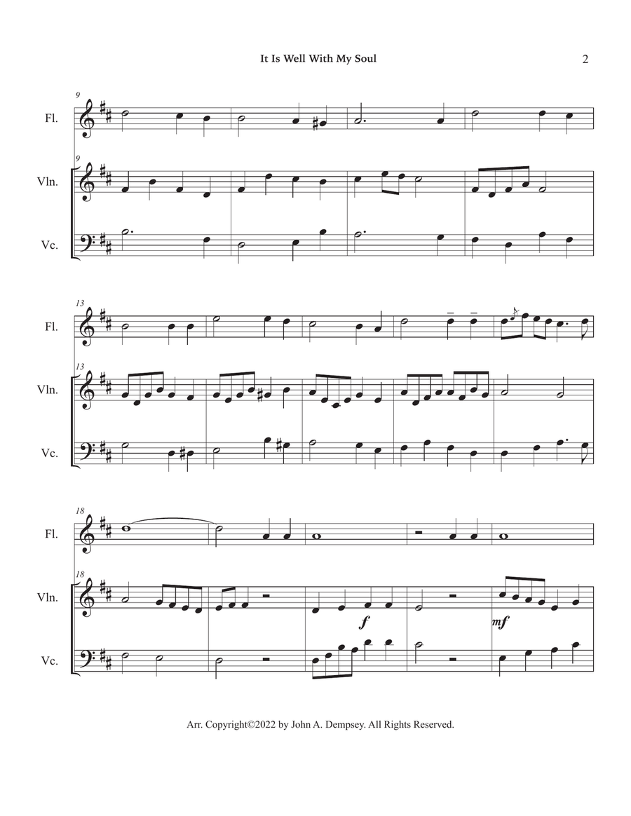 It Is Well With My Soul (Trio for Flute, Violin and Cello) Small Ensemble scores gallery preview page 6