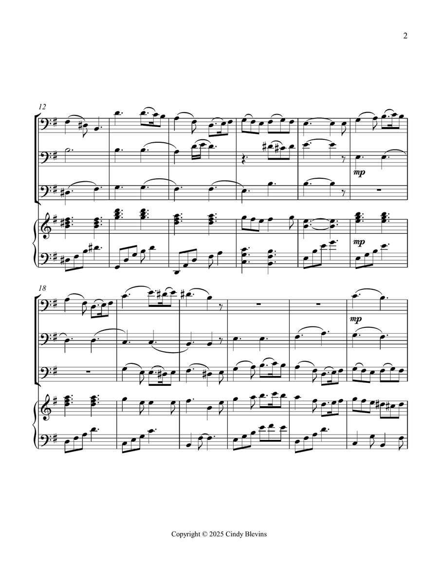 What Child Is This, for Three Trombones and Piano Trombone Trio scores gallery preview page 3