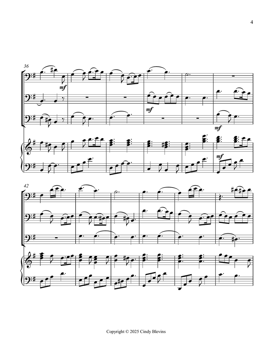 What Child Is This, for Three Trombones and Piano Trombone Trio scores gallery preview page 5