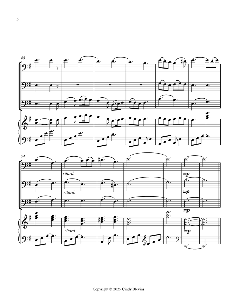 What Child Is This, for Three Trombones and Piano Trombone Trio scores gallery preview page 6