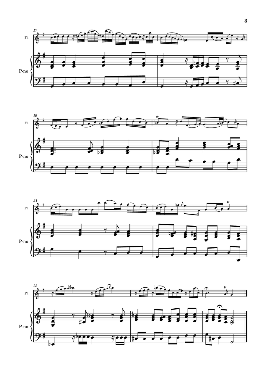 Flute sonata no.3 in G major Wq. 127 Flute Solo scores gallery preview page 3