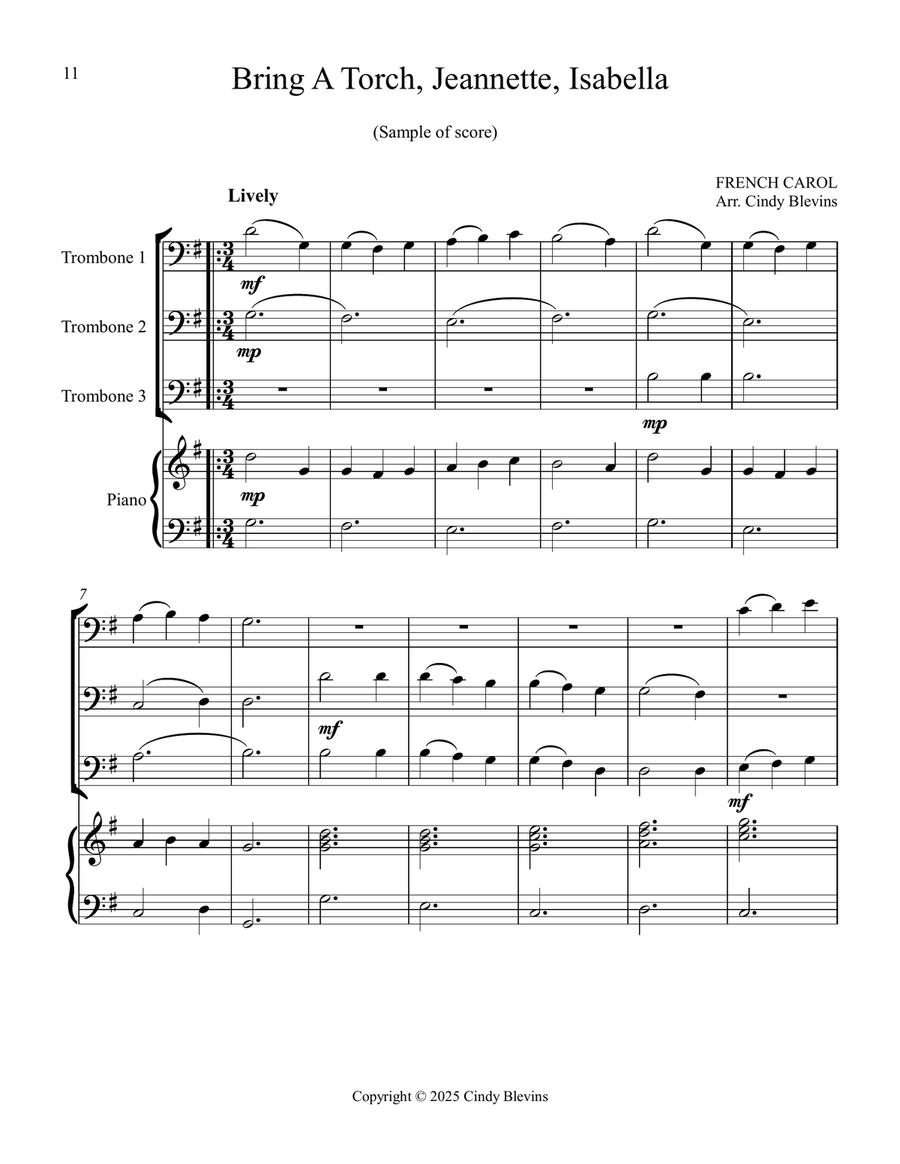 Three Trombones and Piano for Christmas, Book 2 (12 Arrangements) Trombone Trio scores gallery preview page 2