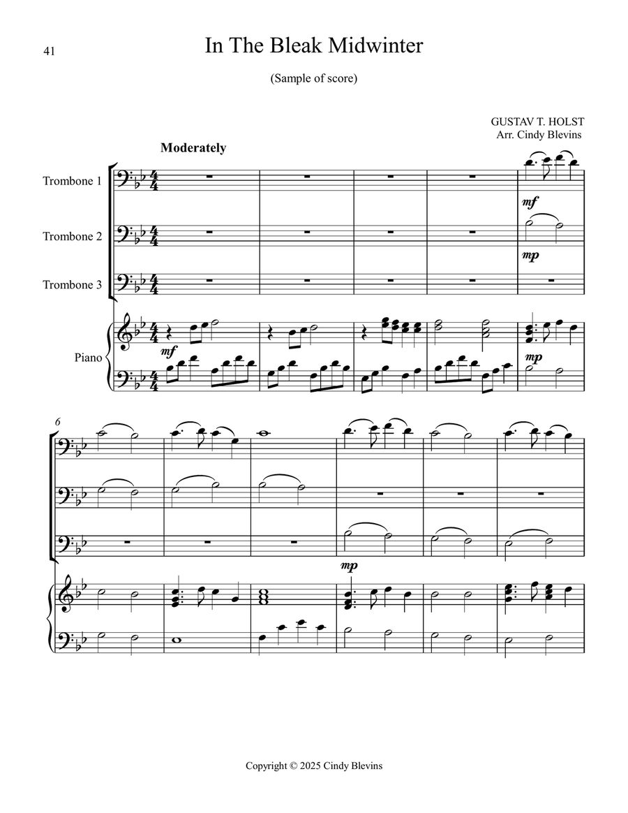 Three Trombones and Piano for Christmas, Book 2 (12 Arrangements) Trombone Trio scores gallery preview page 3