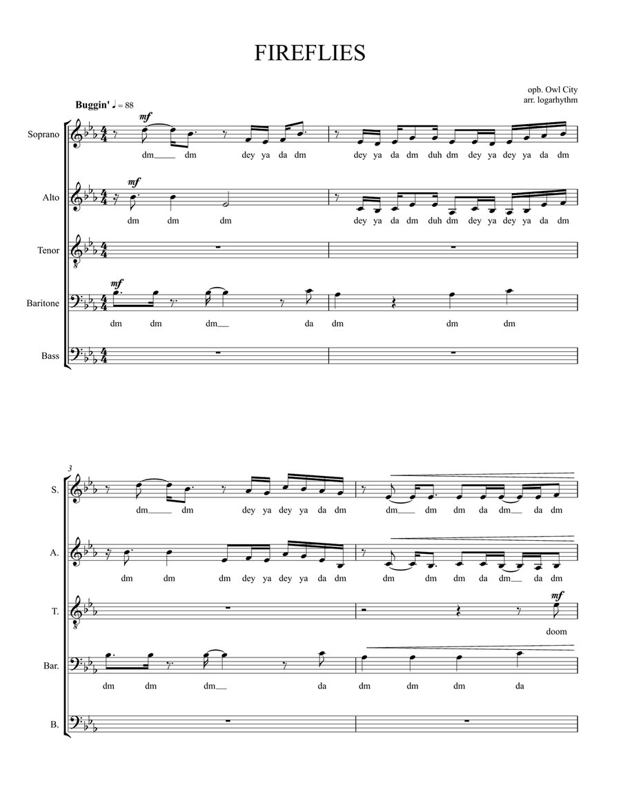 Fireflies Fireflies Divisi scores gallery preview page 1