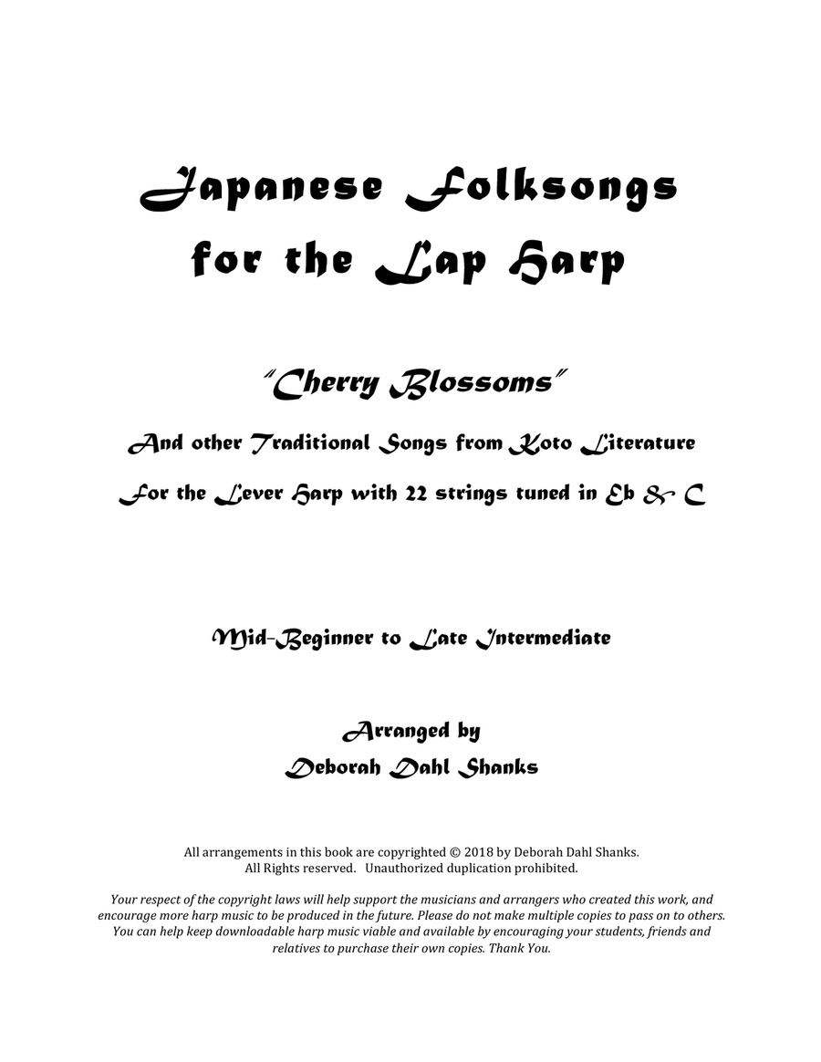 Japanese Folksongs for the Lap Harp Celtic Harp scores gallery preview page 2