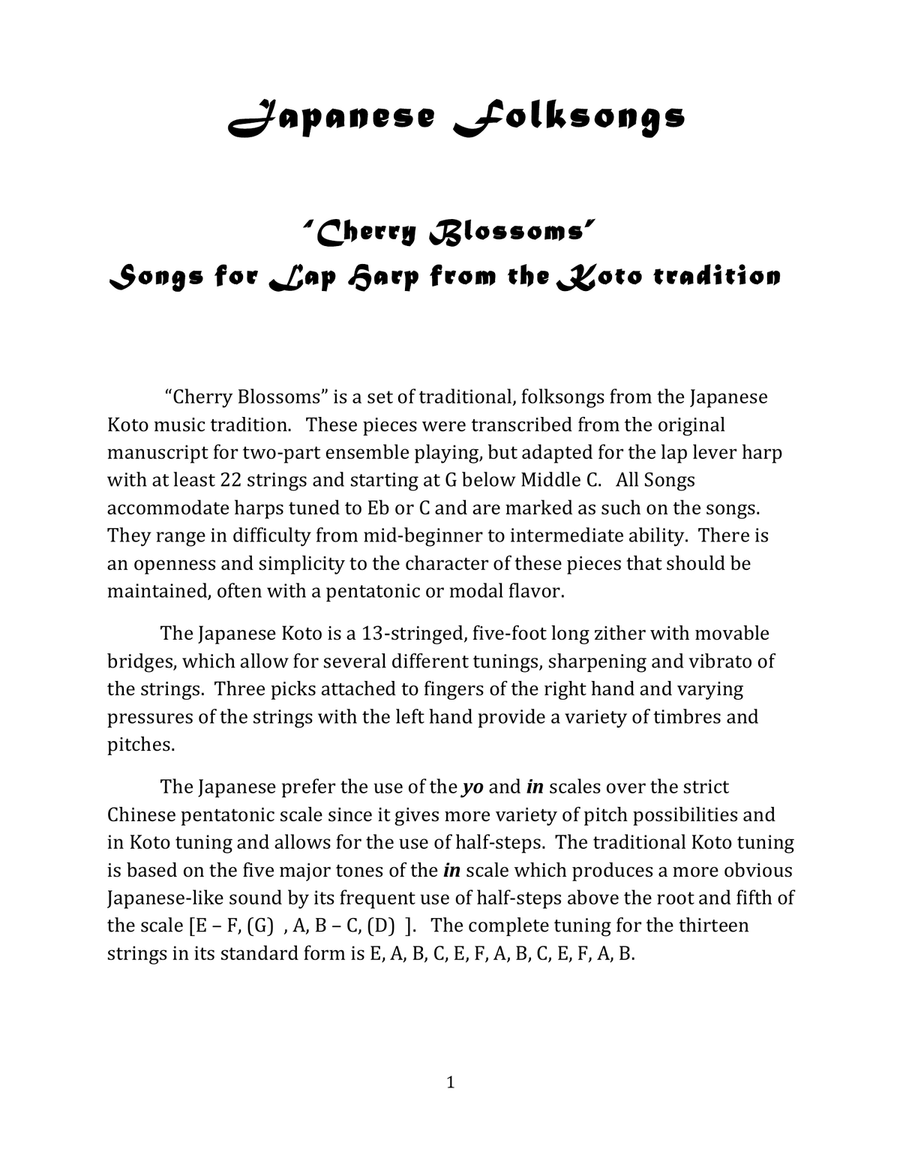 Japanese Folksongs for the Lap Harp Celtic Harp scores gallery preview page 3