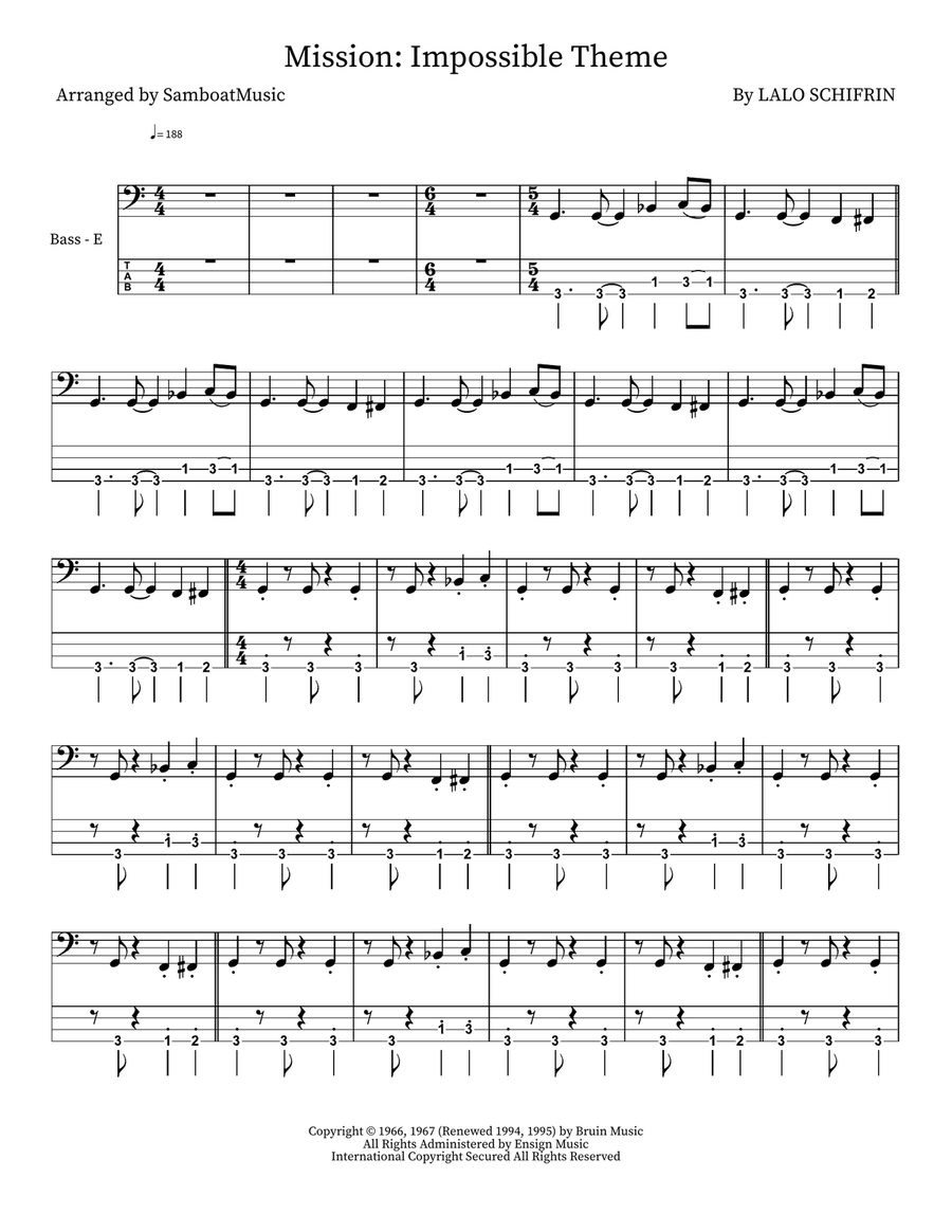 Mission: Impossible Theme Acoustic Guitar scores gallery preview page 1