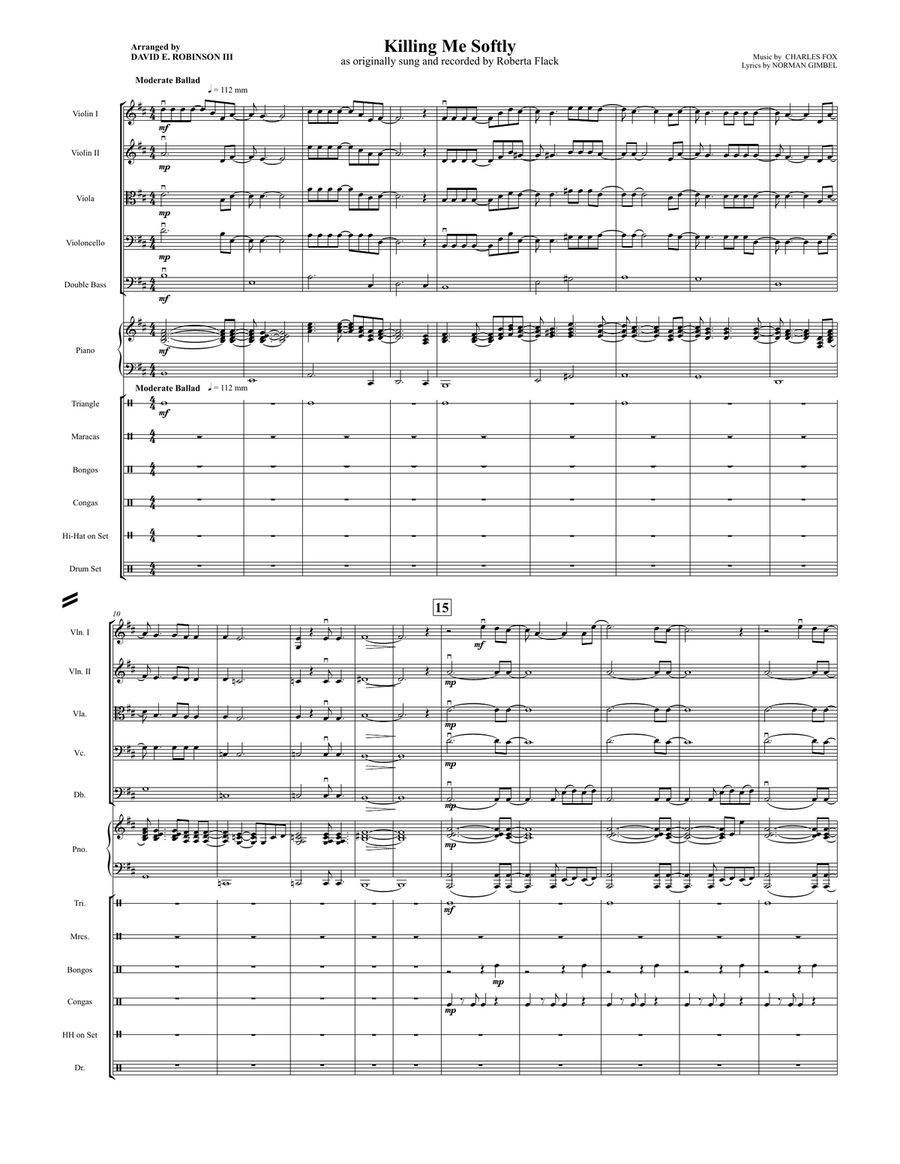 Killing Me Softly With His Song String Orchestra scores gallery preview page 1