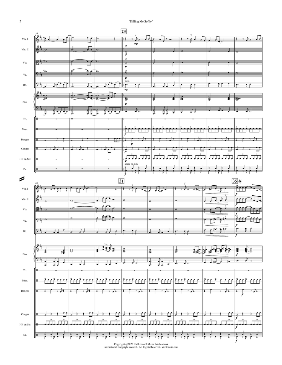 Killing Me Softly With His Song String Orchestra scores gallery preview page 2