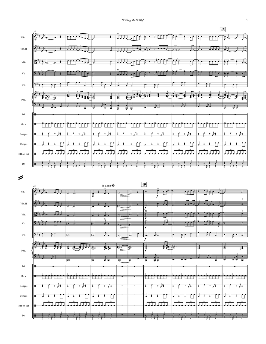 Killing Me Softly With His Song String Orchestra scores gallery preview page 3