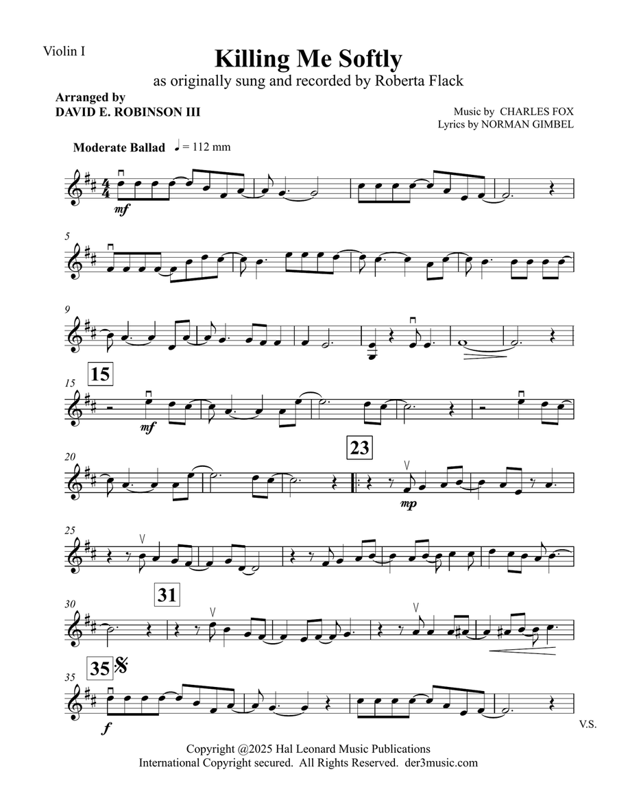Killing Me Softly With His Song String Orchestra scores gallery preview page 6