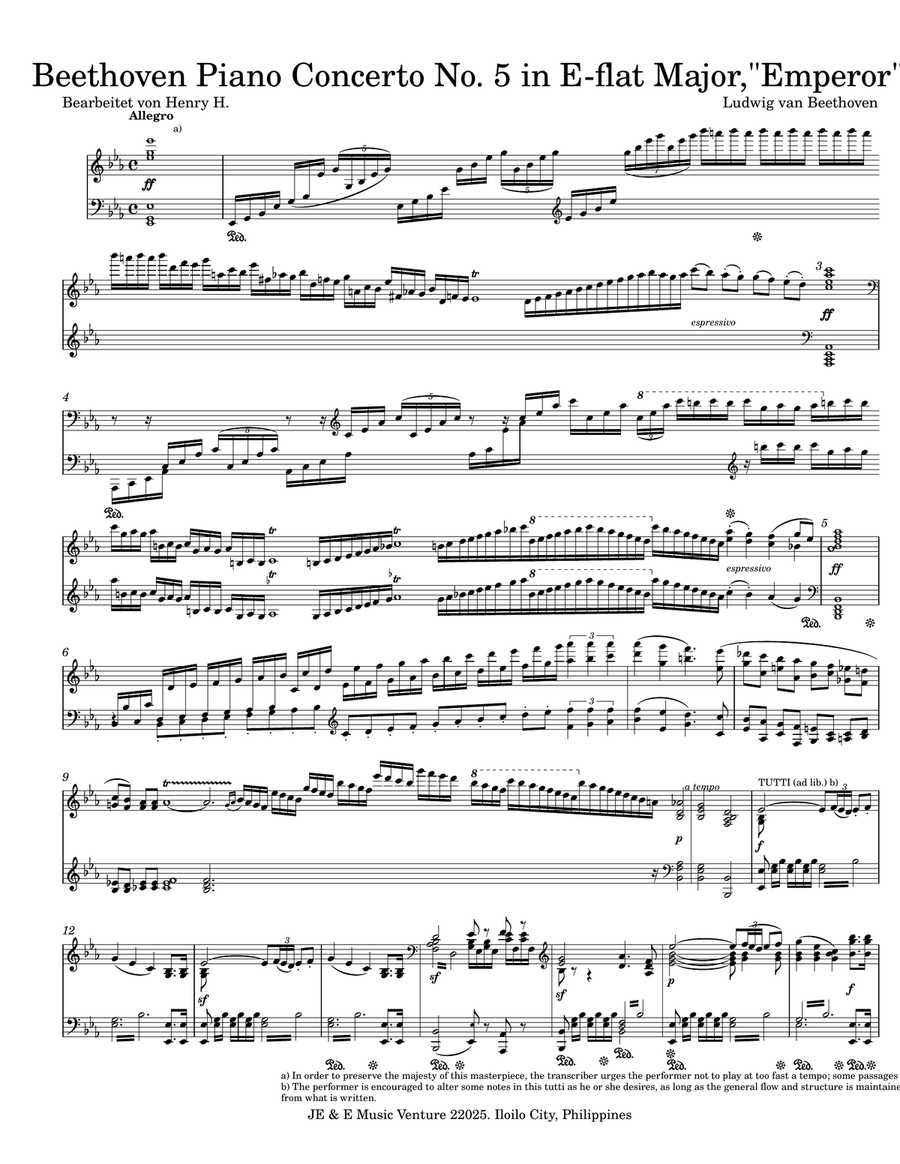 Piano Concerto No.5 (The Emperor) Piano Method scores gallery preview page 1