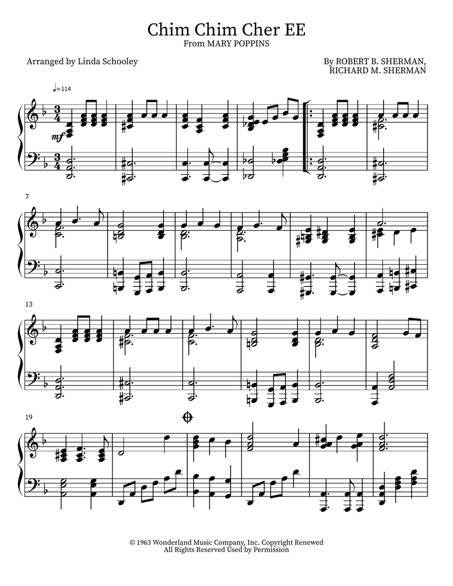 Chim Chim Cher EE Chim Chim Cher EE Piano scores gallery preview page 1