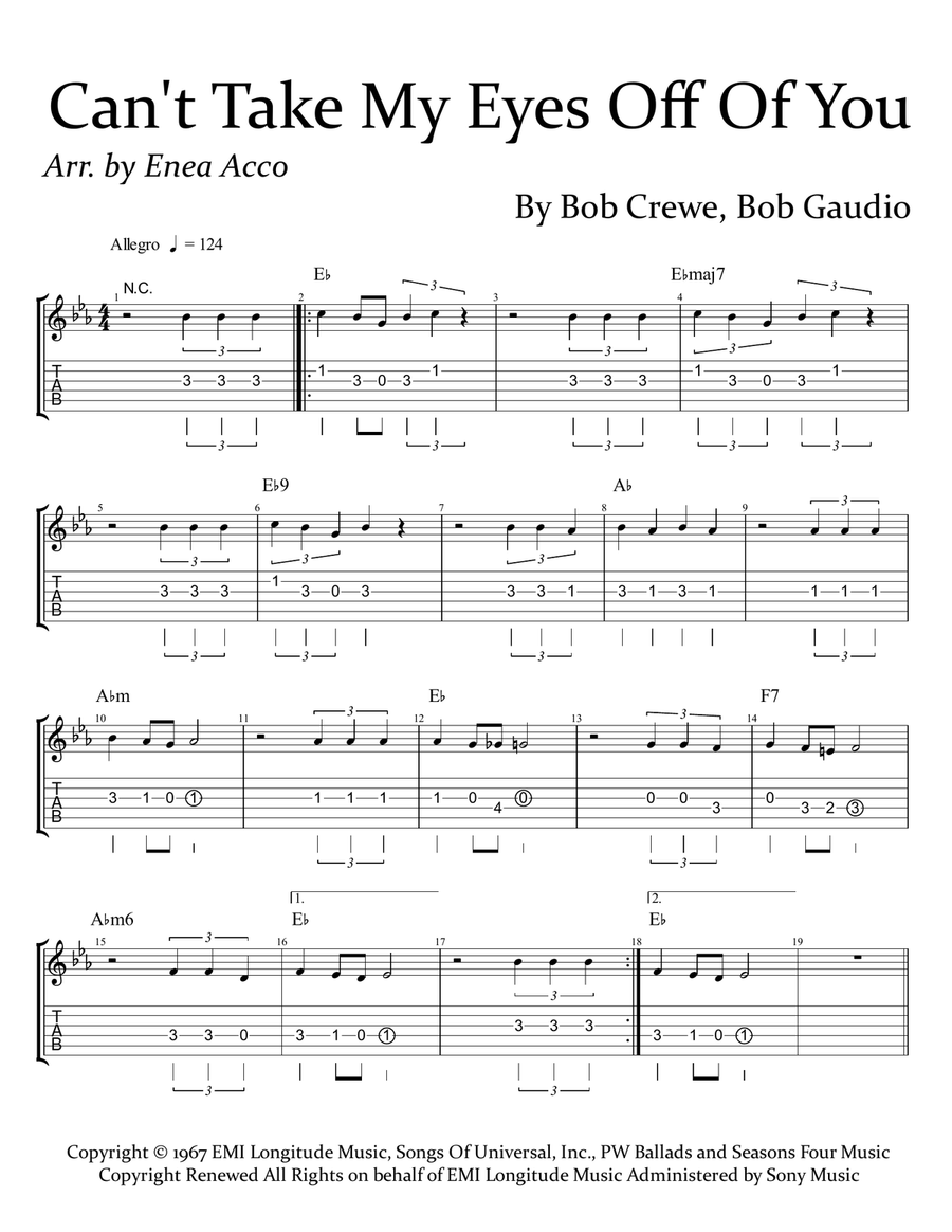 Can't Take My Eyes Off Of You Piano scores gallery preview page 1