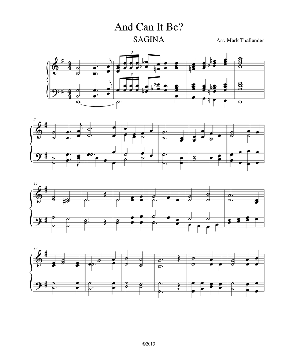And Can It Be? (SAGINA) And Can It Be? (SAGINA) Organ Solo scores gallery preview page 1