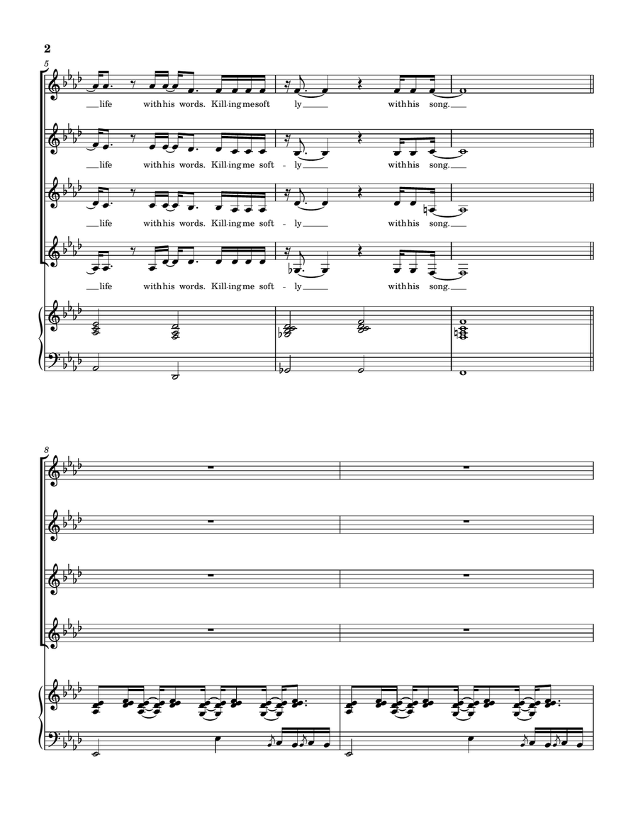 Medley: Killing Me Softly With His Song with The Closer I Get To You, Feel Like Makin' Love, Wher... SSAA scores gallery preview page 3