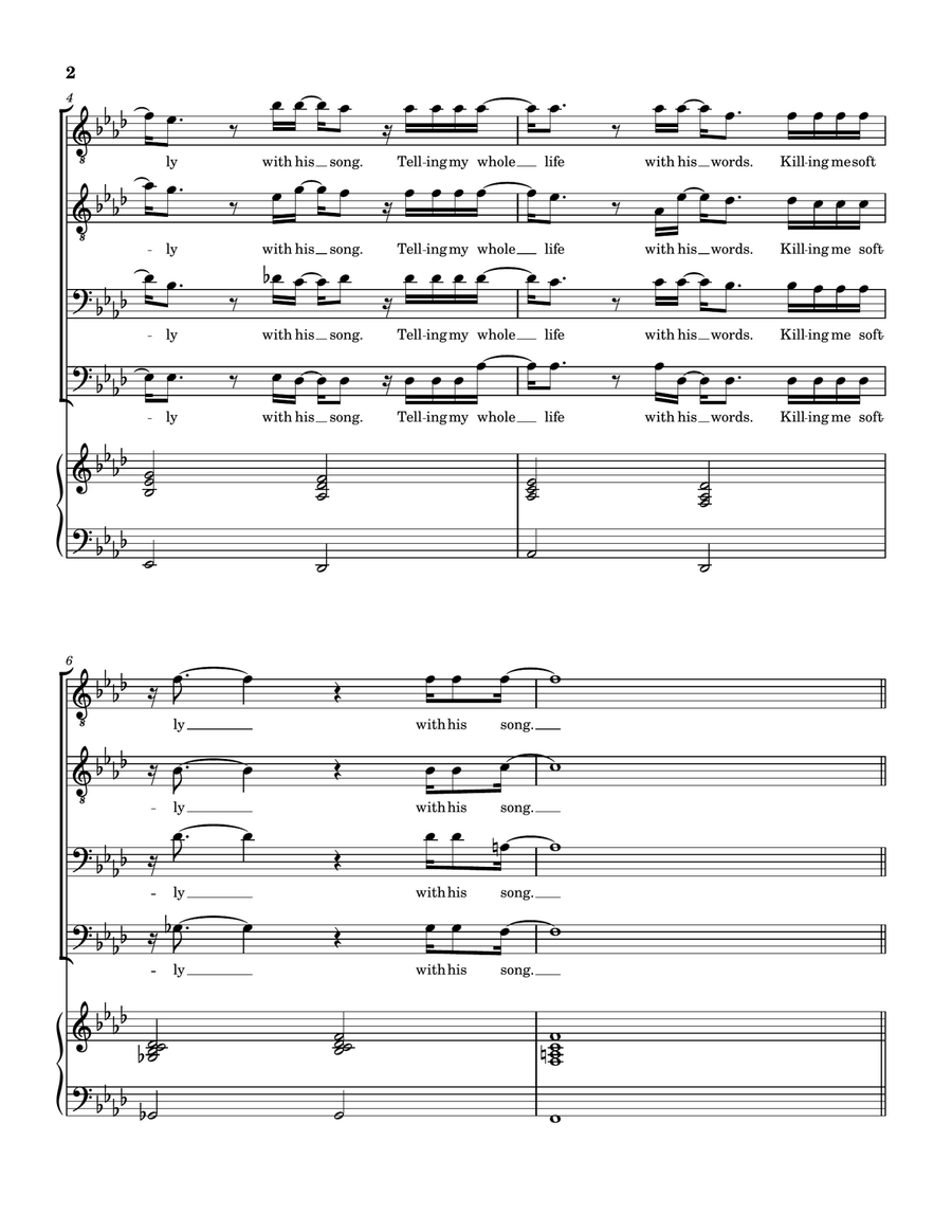 Medley: Killing Me Softly With His Song with The Closer I Get To You, Feel Like Makin' Love, Wher... TTBB scores gallery preview page 3