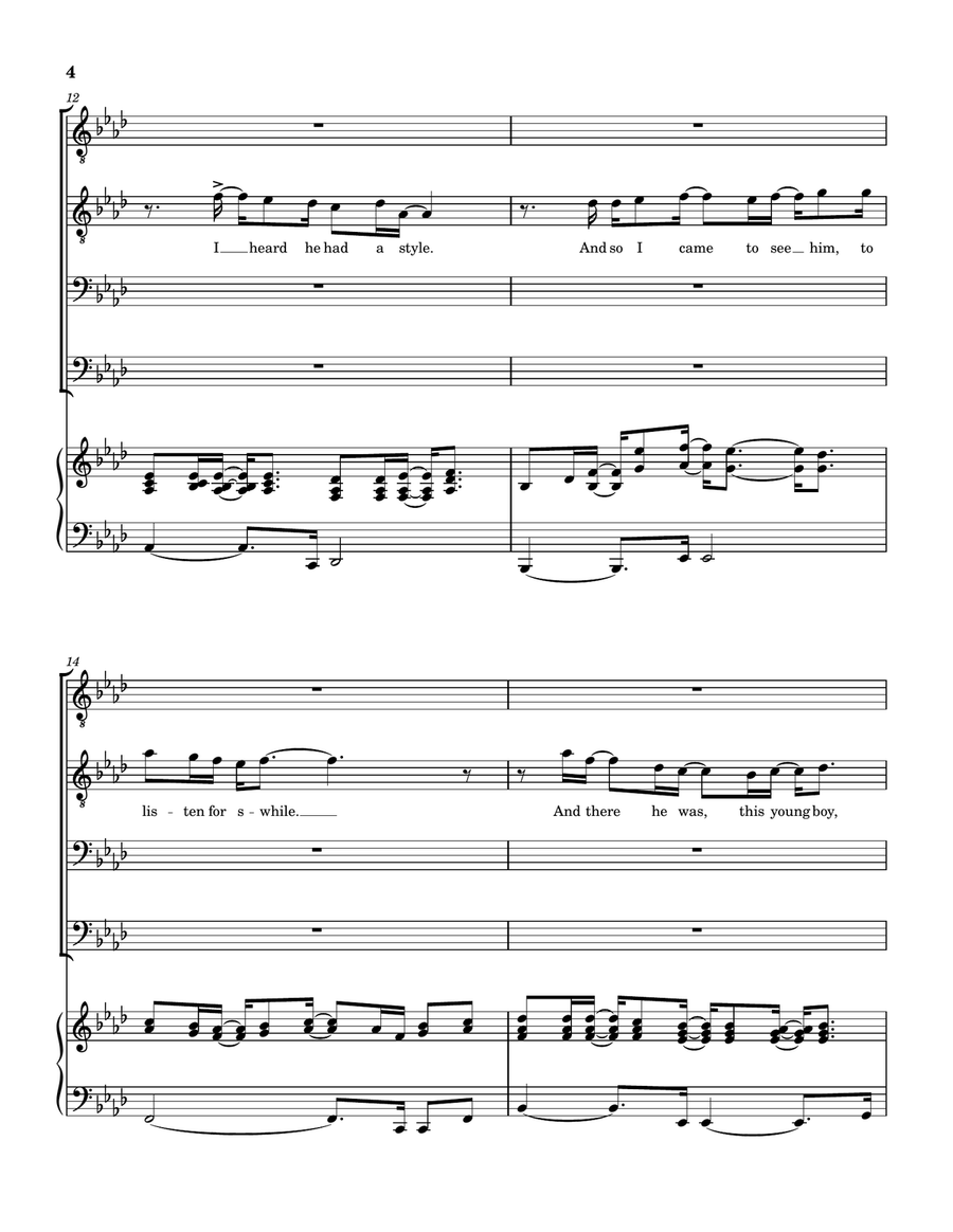 Medley: Killing Me Softly With His Song with The Closer I Get To You, Feel Like Makin' Love, Wher... TTBB scores gallery preview page 5
