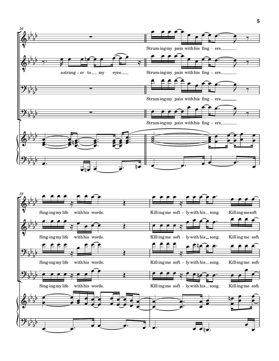 Medley: Killing Me Softly With His Song with The Closer I Get To You, Feel Like Makin' Love, Wher... TTBB scores gallery preview page 6