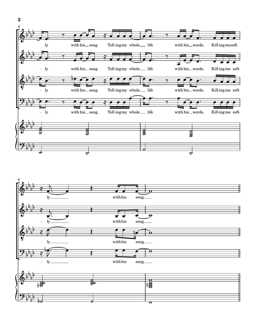 Medley: Killing Me Softly With His Song with The Closer I Get To You, Feel Like Makin' Love, Wher... 4-Part scores gallery preview page 3