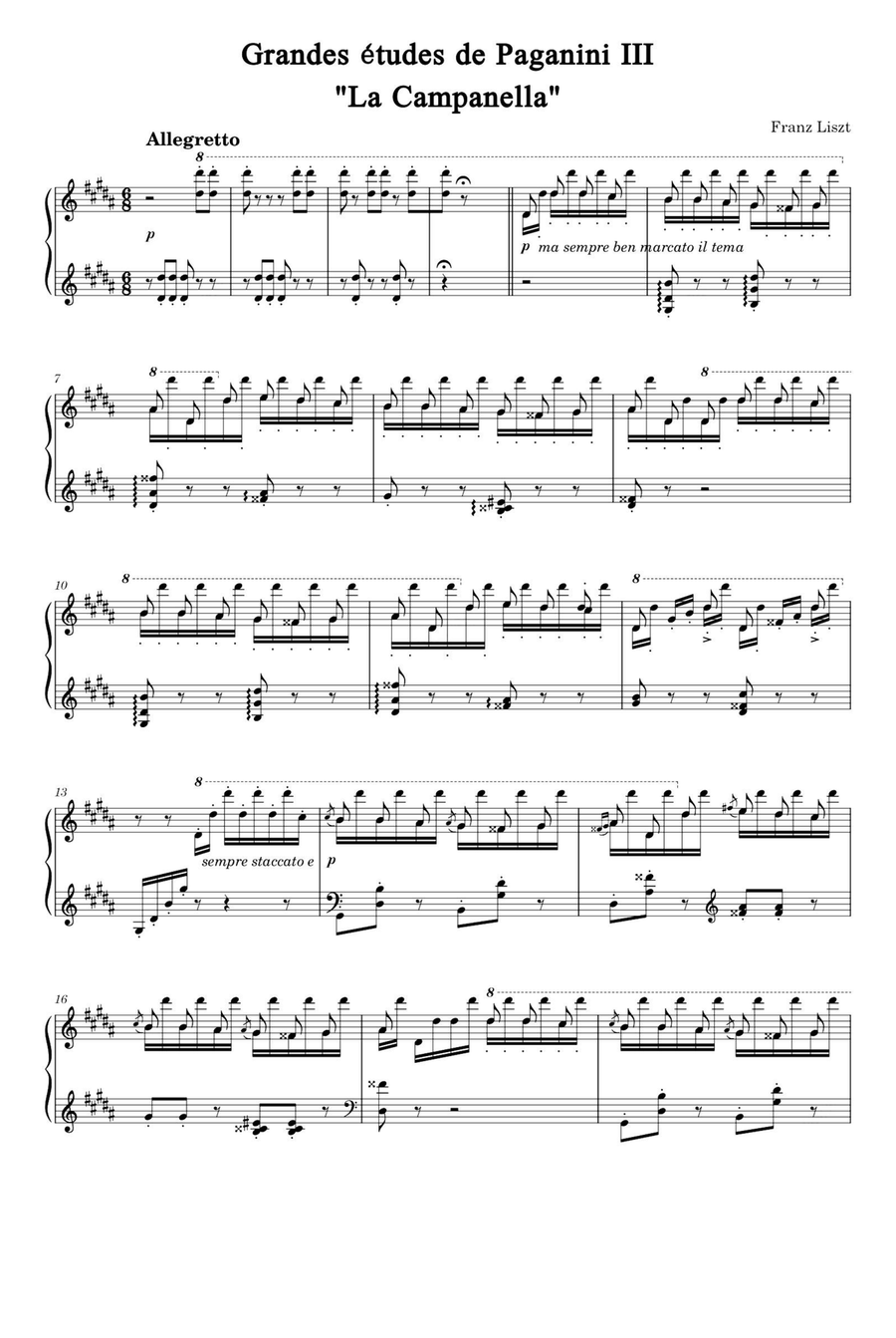 La Campanella - Franz Liszt Piano Solo scores gallery preview page 1