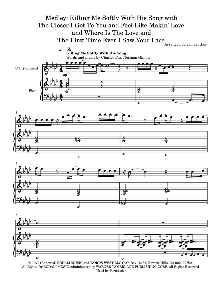 Medley: Killing Me Softly With His Song with The Closer I Get To You, Feel Like Makin' Love, Wher... Flute scores gallery preview page 2