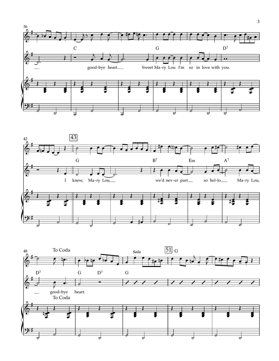 Hello Mary Lou Hello Mary Lou Piano, Vocal scores gallery preview page 3
