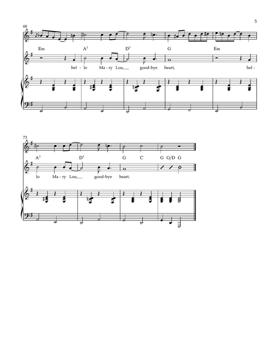 Hello Mary Lou Hello Mary Lou Piano, Vocal scores gallery preview page 5