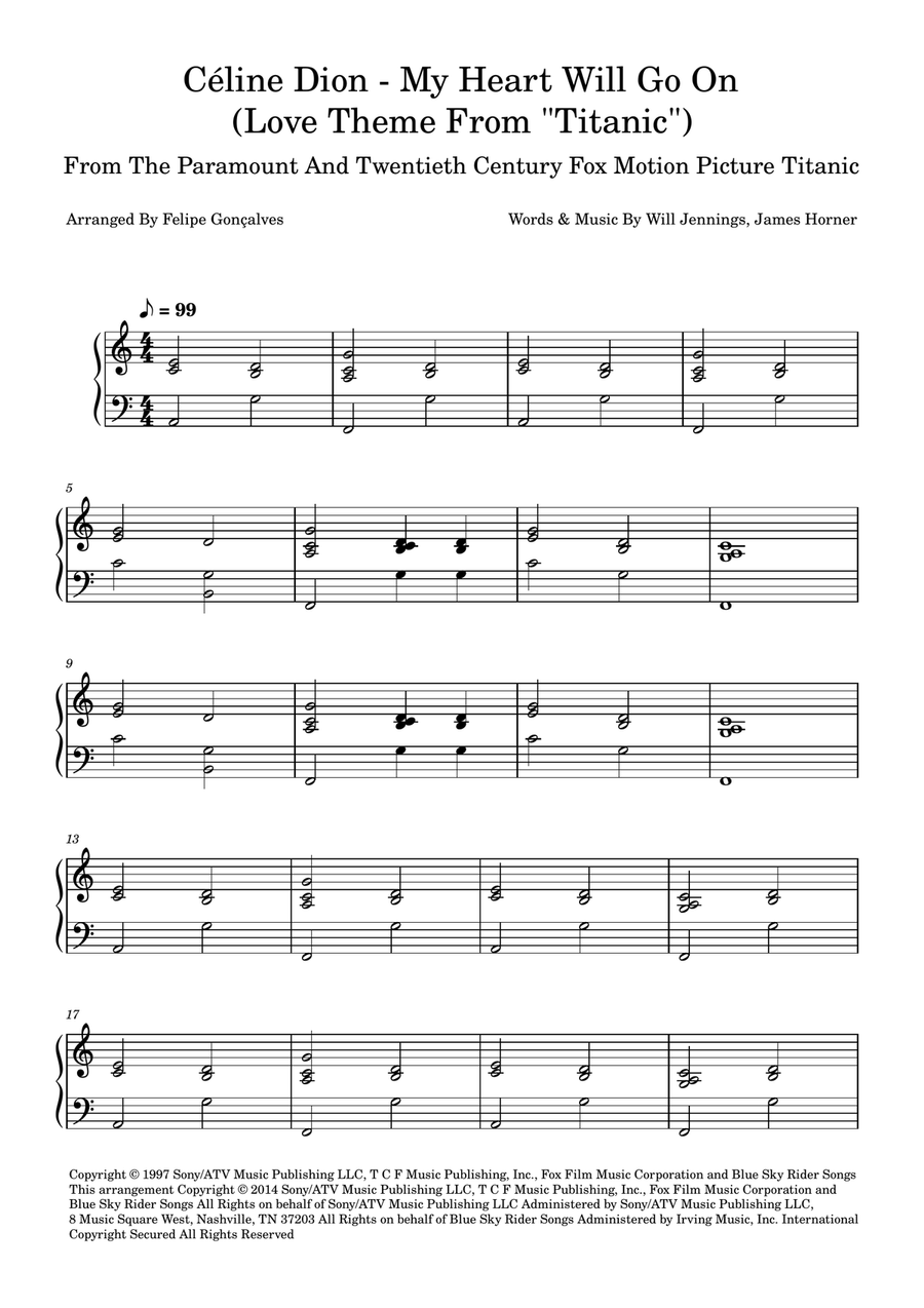 My Heart Will Go On (Love Theme From 'titanic') Easy Piano scores gallery preview page 1