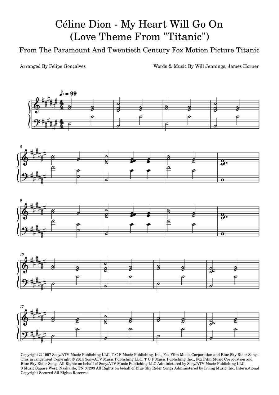 My Heart Will Go On (Love Theme From 'titanic') Easy Piano scores gallery preview page 1