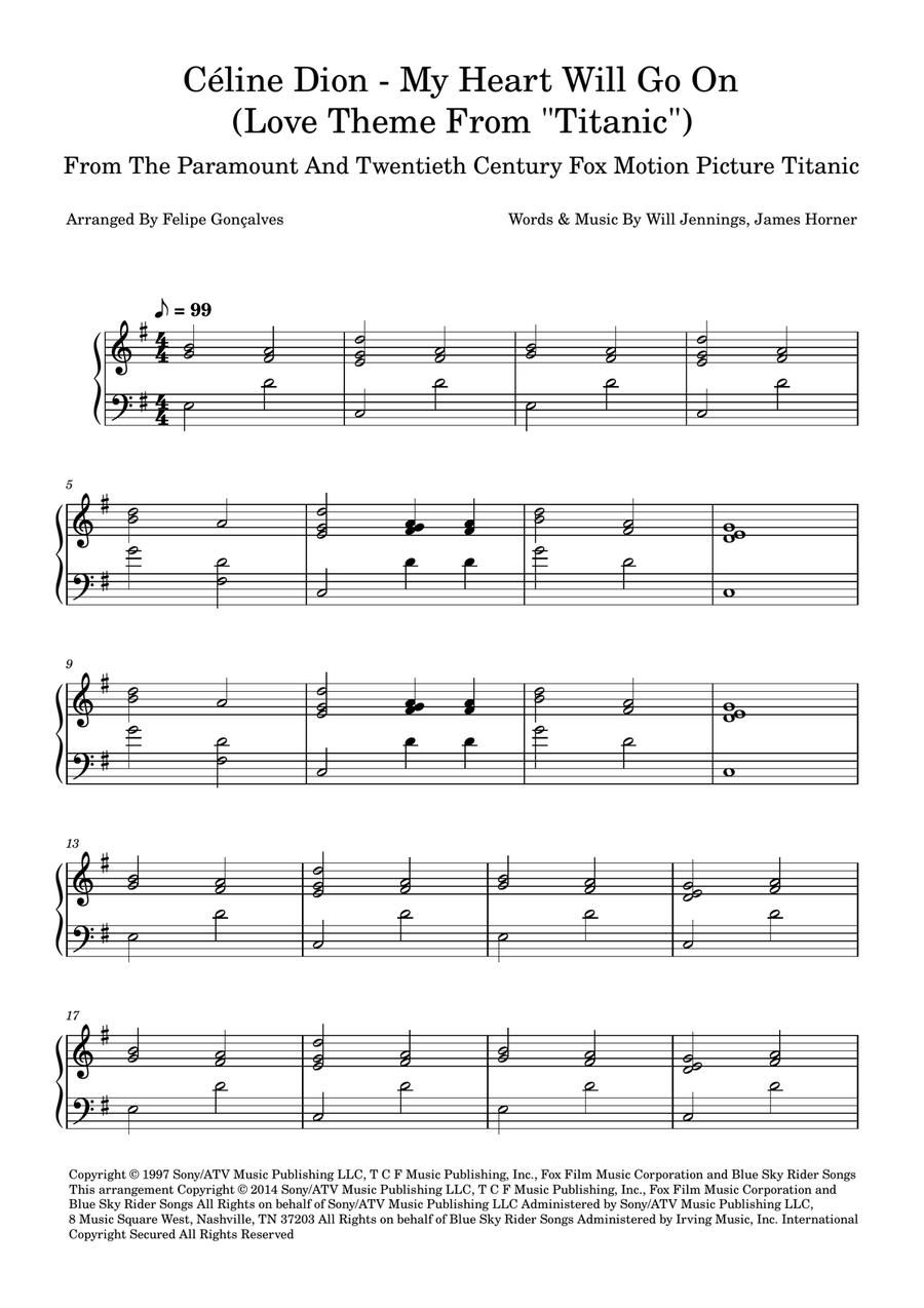 My Heart Will Go On (Love Theme From 'titanic') Easy Piano scores gallery preview page 1