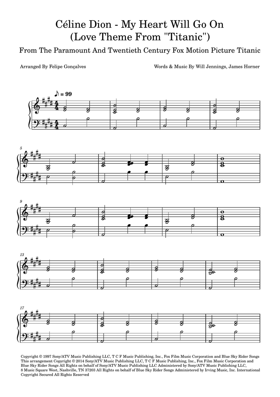 My Heart Will Go On (Love Theme From 'titanic') Easy Piano scores gallery preview page 1
