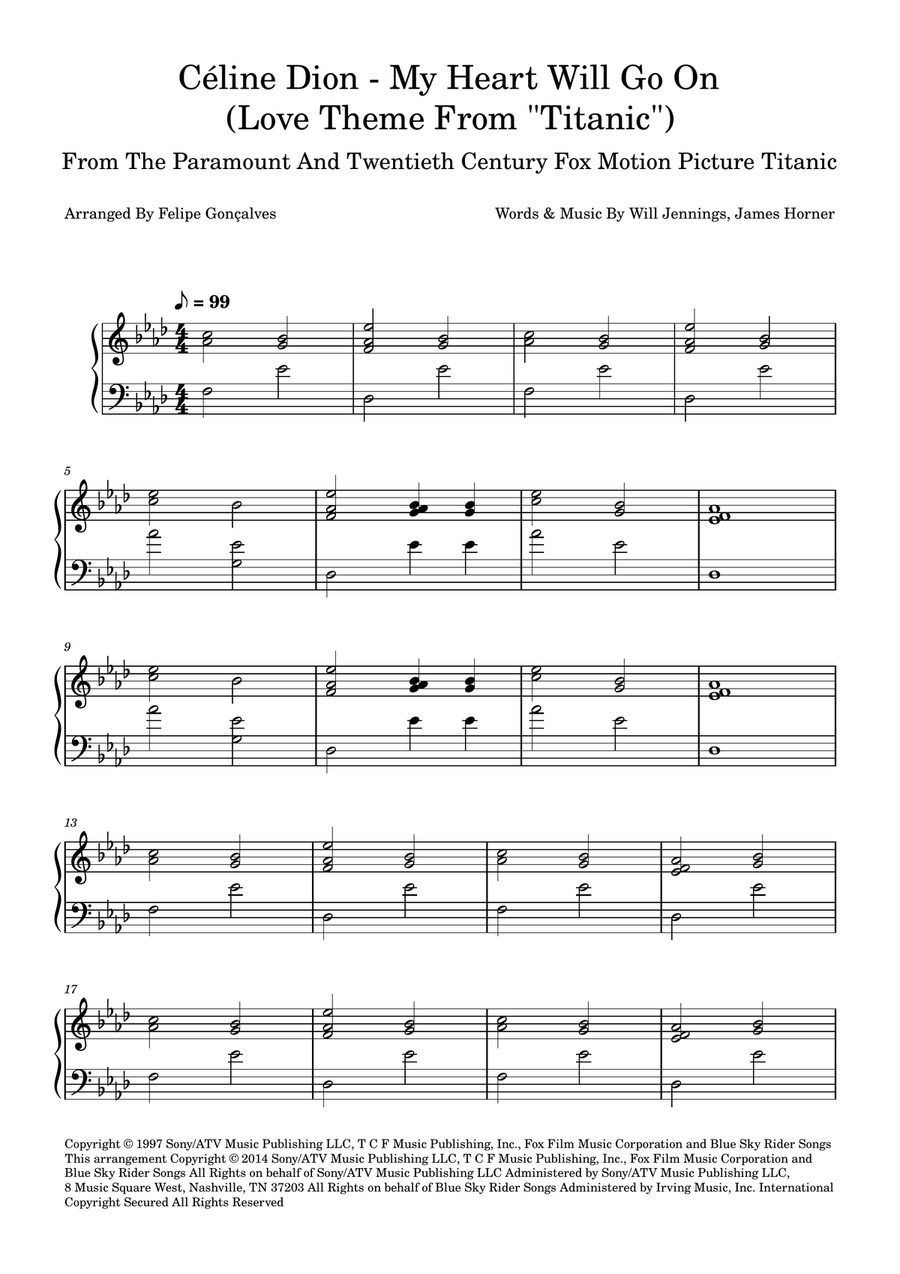 My Heart Will Go On (Love Theme From 'titanic') Easy Piano scores gallery preview page 1