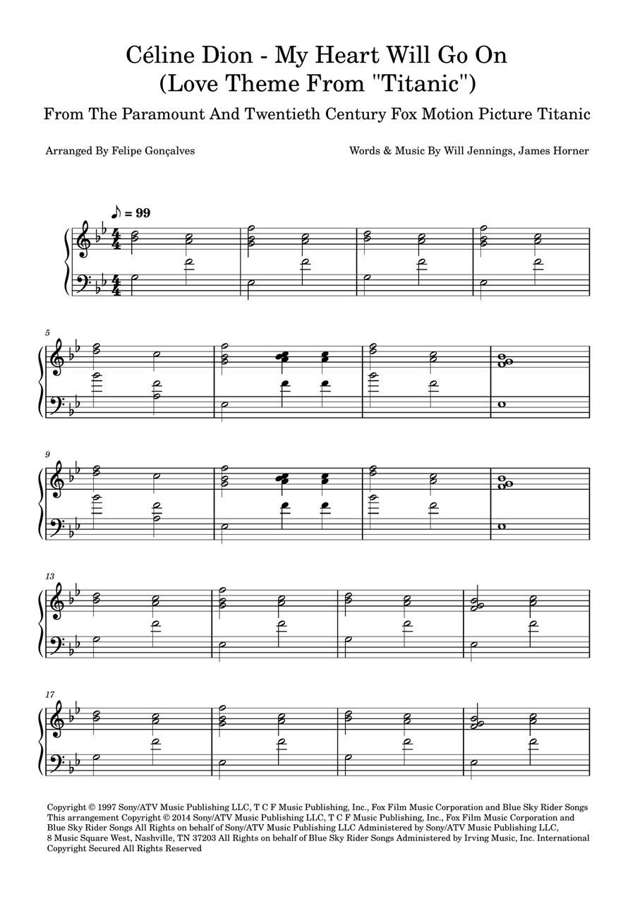 My Heart Will Go On (Love Theme From 'titanic') Easy Piano scores gallery preview page 1