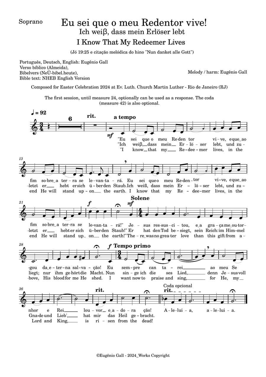 I Know That My Redeemer Lives / Eu sei que o meu Redentor vive / Ich weiß, dass mein Erlöser lebt 4-Part scores gallery preview page 5