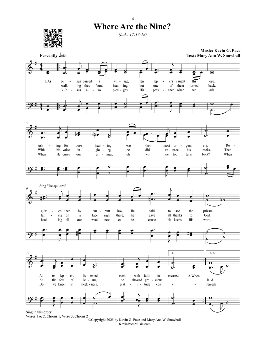 Where Are the Nine? a sacred Christian hymn 4-Part scores gallery preview page 2