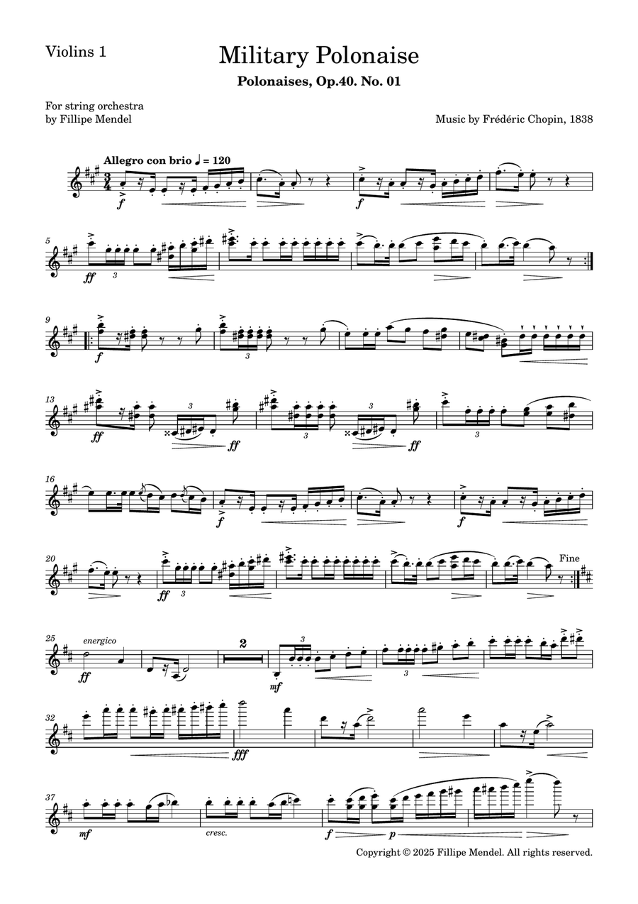 Chopin - Polonaise op 40 No. 1 (The Military) - String Orchestra String Orchestra scores gallery preview page 5