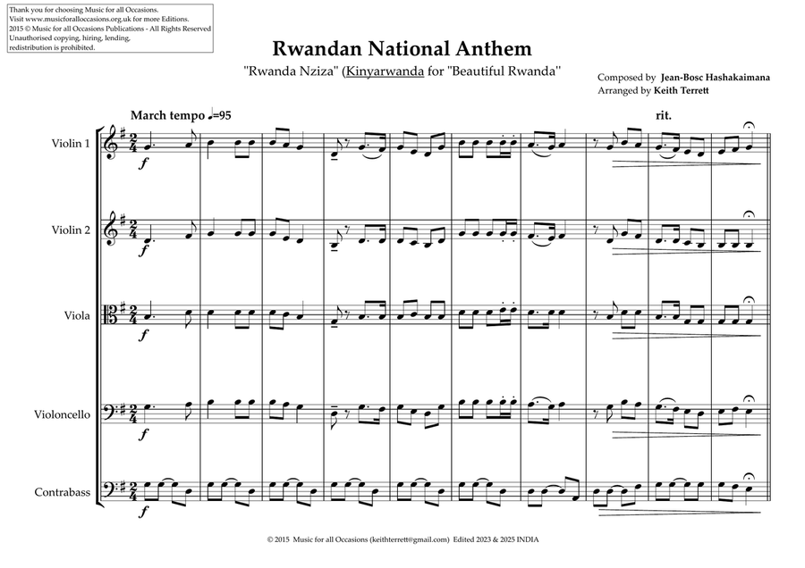 Rwandan National Anthem for String Orchestra String Orchestra scores gallery preview page 2