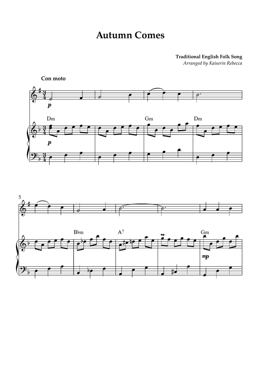 Autumn Comes Autumn Comes B-Flat Trumpet scores gallery preview page 1