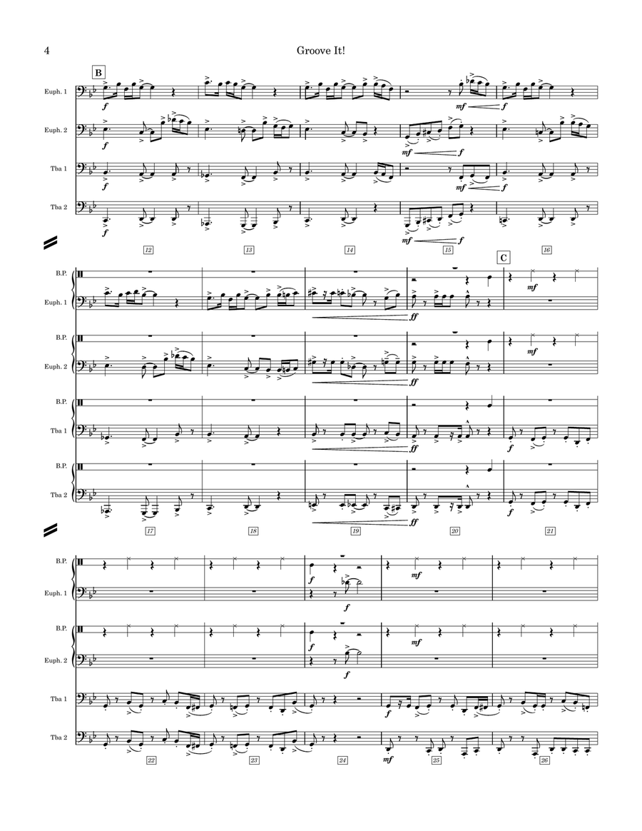 Groove It! (Tuba and Euphonium Ensemble) Small Ensemble scores gallery preview page 6