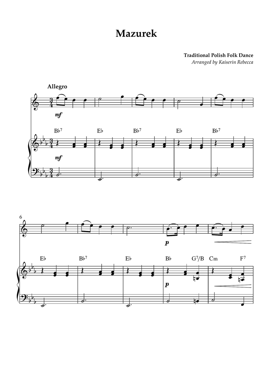 Mazurek Mazurek Alto Saxophone scores gallery preview page 1