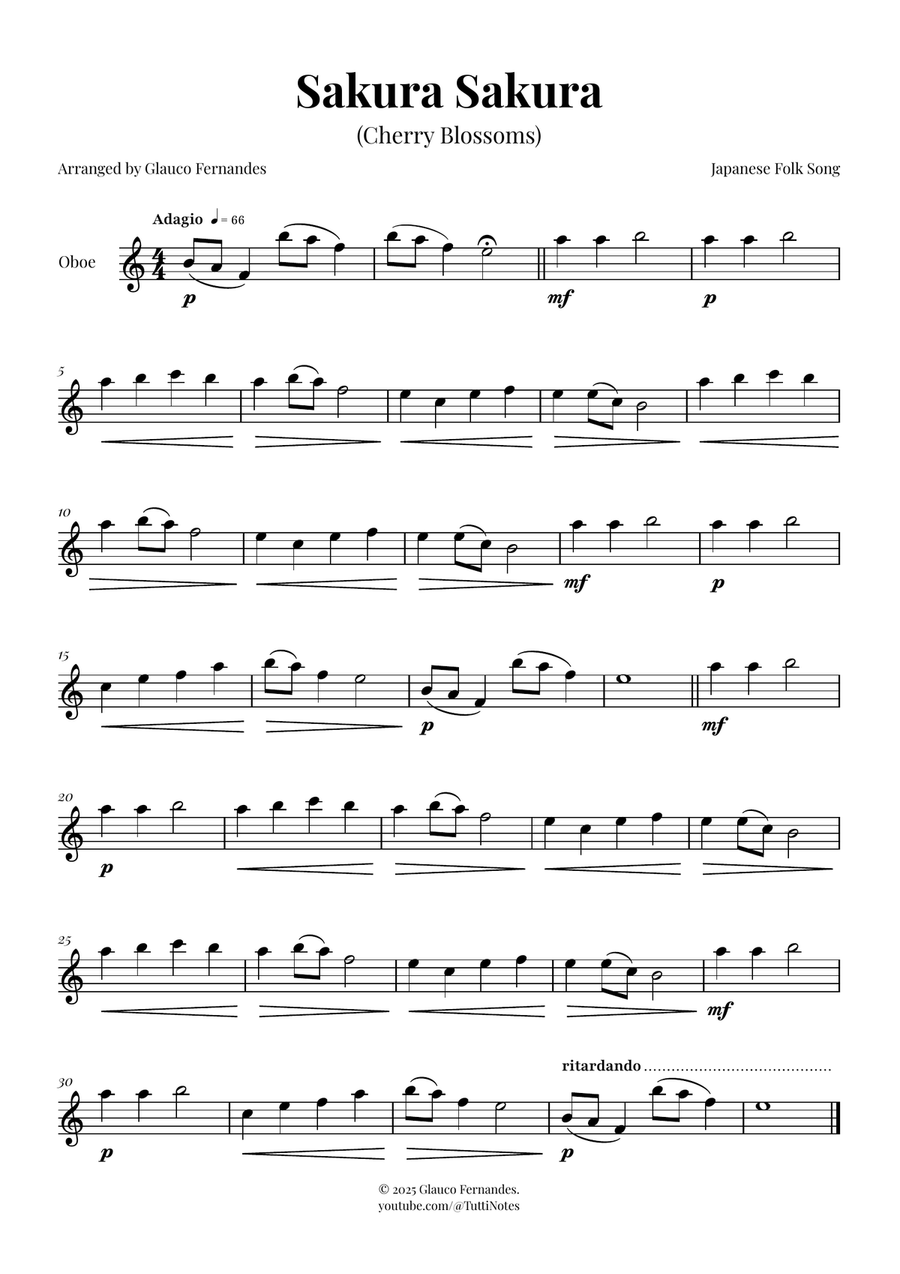 Sakura Sakura (Cherry Blossoms) - ENCHANTING Sheet Music Oboe Solo scores gallery preview page 1
