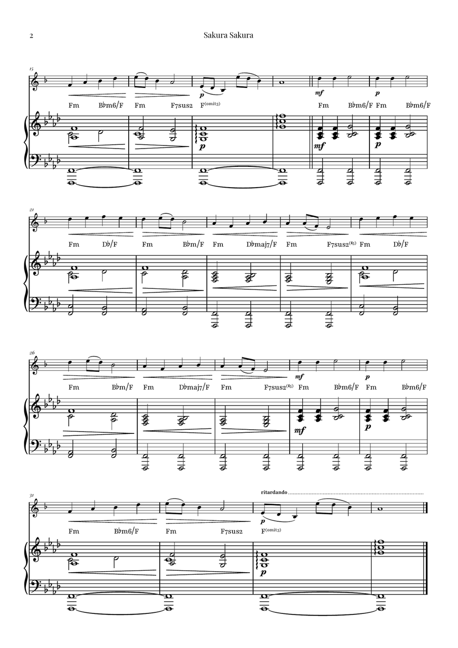 Sakura Sakura (Cherry Blossoms) - ENCHANTING Sheet Music Alto Saxophone scores gallery preview page 2