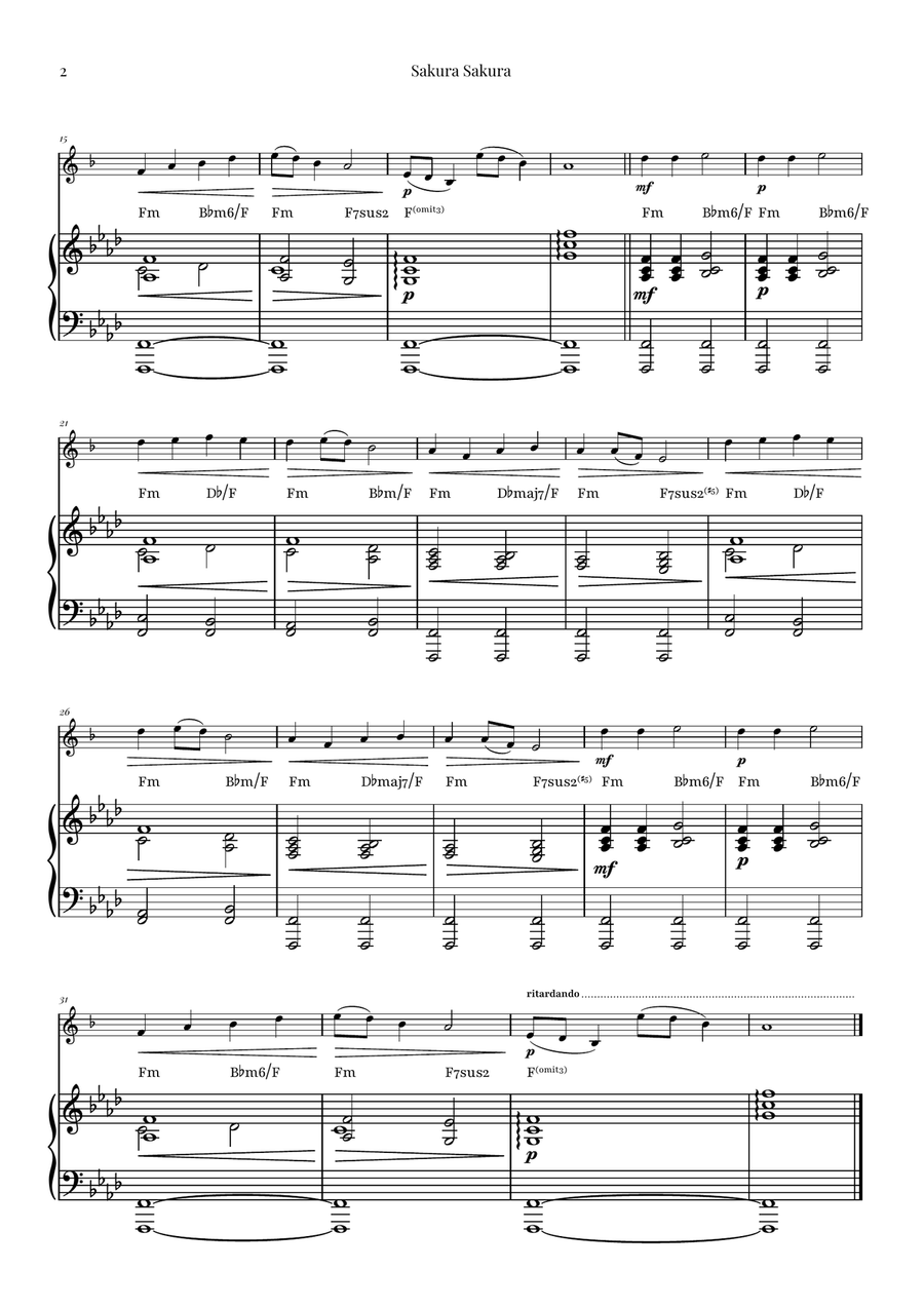 Sakura Sakura (Cherry Blossoms) - ENCHANTING Sheet Music Baritone Saxophone scores gallery preview page 2